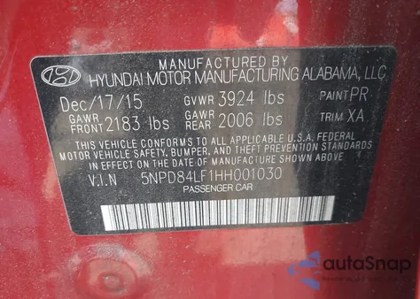 2017 Hyundai Elantra Se from USA, damaged, VIN 5NPD84LF1HH001030